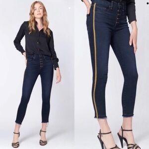 Veronica Beard Dark Blue Jeans with Gold Stripe